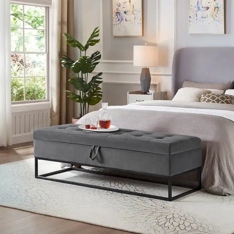 58,6 Banc de lit avec base en métal et rangement