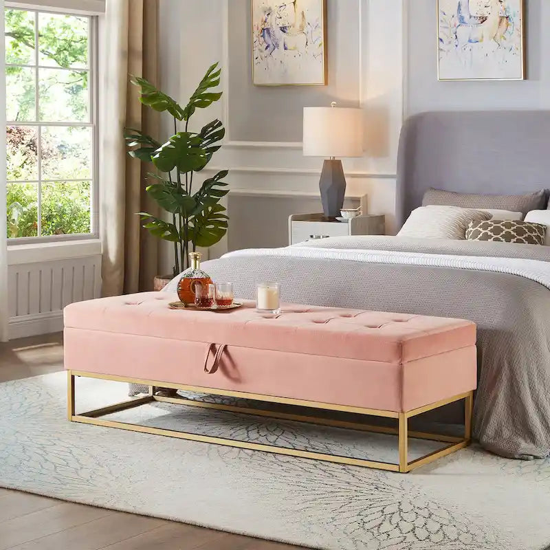58,6 Banc de lit avec base en métal et rangement
