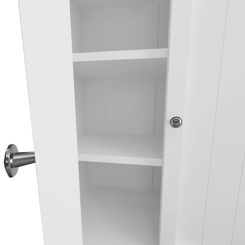 Meuble de rangement de salle de bain en bois avec 2 étagères réglables