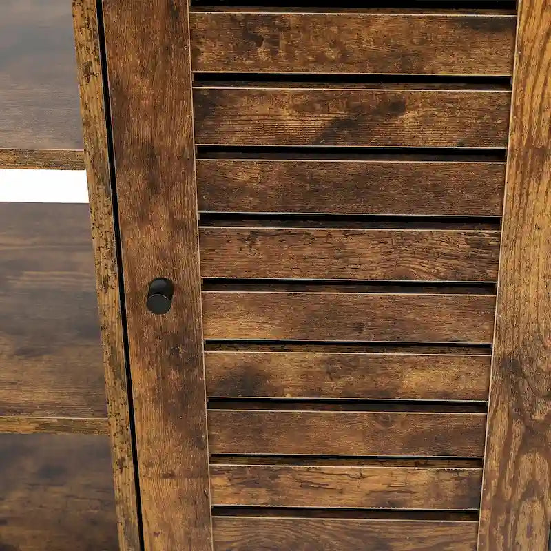 Meuble de rangement 3 étagères et 1 porte en bois manufacturé finition Noyer
