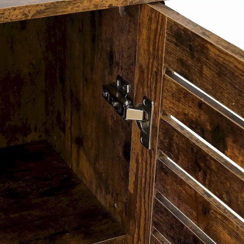 Meuble de rangement 3 étagères et 1 porte en bois manufacturé finition Noyer
