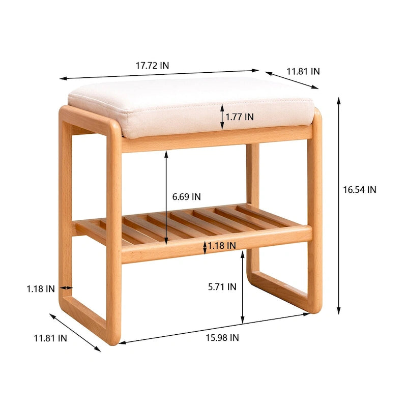 Banc à chaussures en bois avec coussin