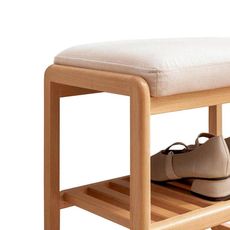 Banc à chaussures en bois avec coussin