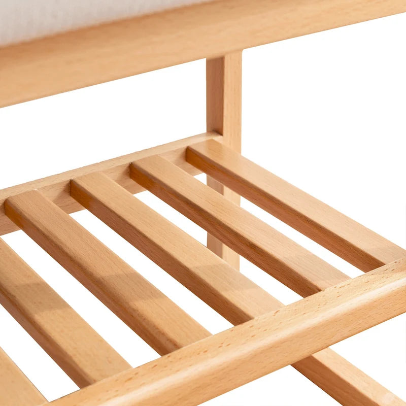 Banc à chaussures en bois avec coussin