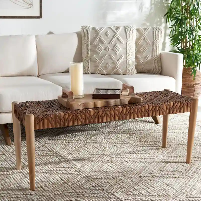 Banc en bois et cuir