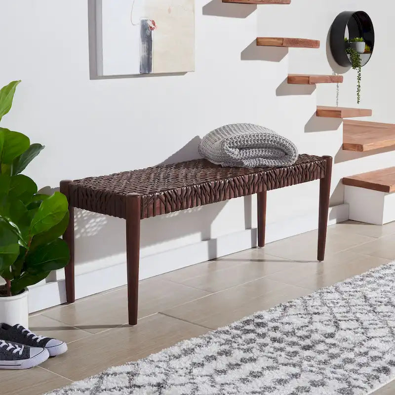Banc en bois et cuir