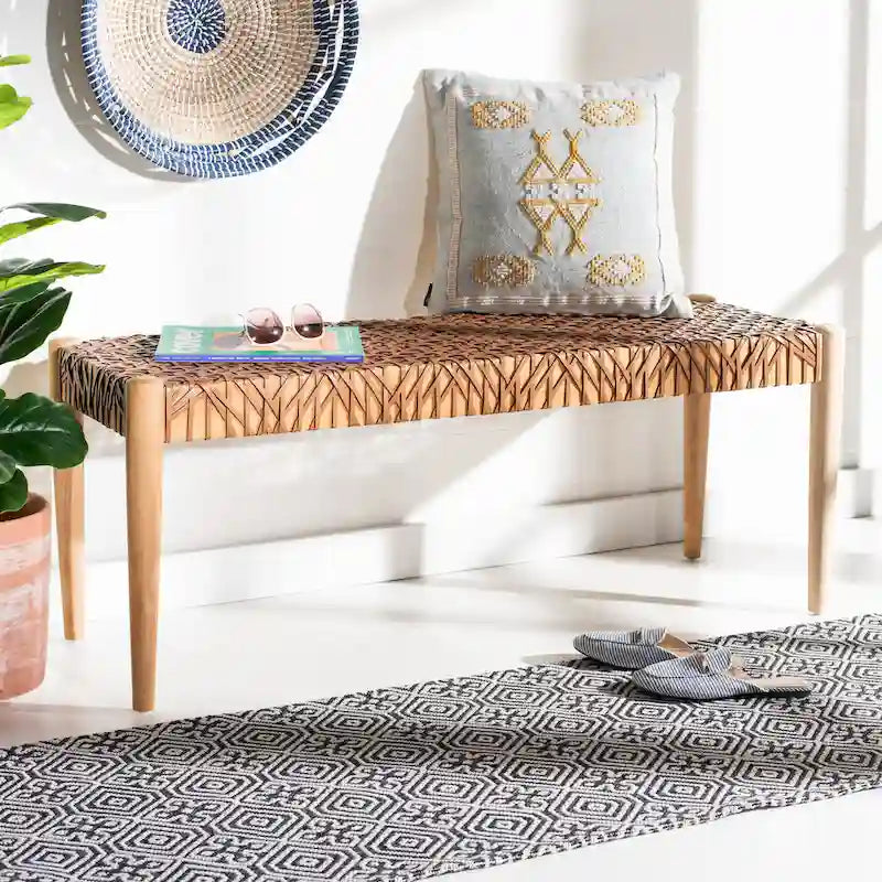 Banc en bois et cuir
