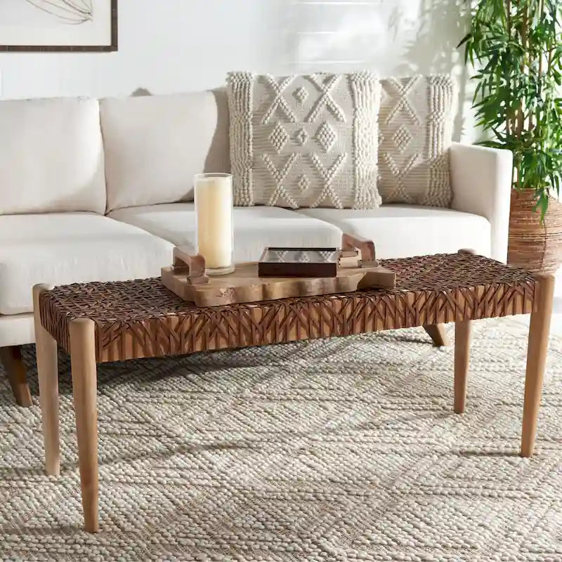Banc en bois et cuir