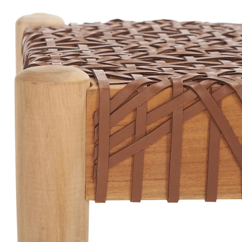 Banc en bois et cuir