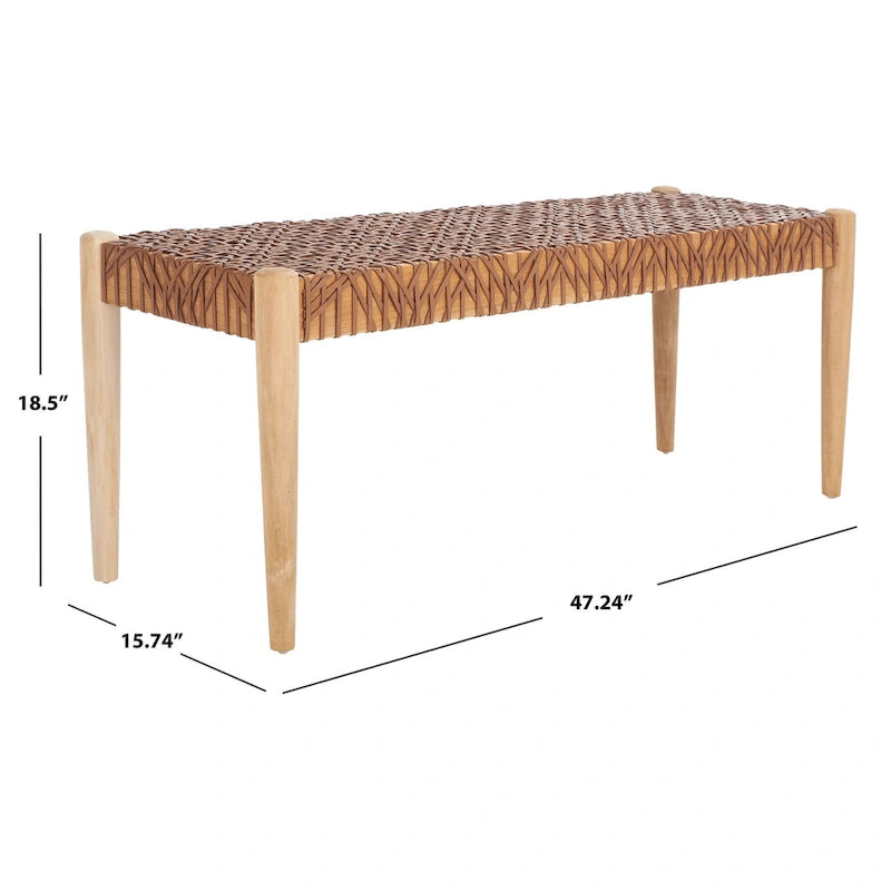 Banc en bois et cuir