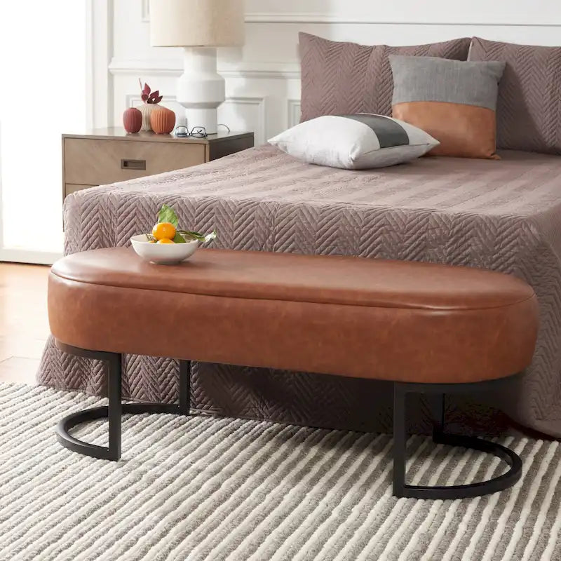 Banc ovale en cuir végétalien