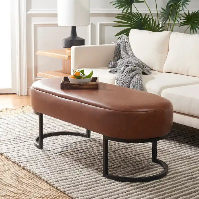 Banc ovale en cuir végétalien