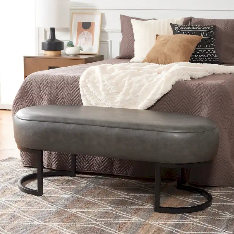 Banc ovale en cuir végétalien