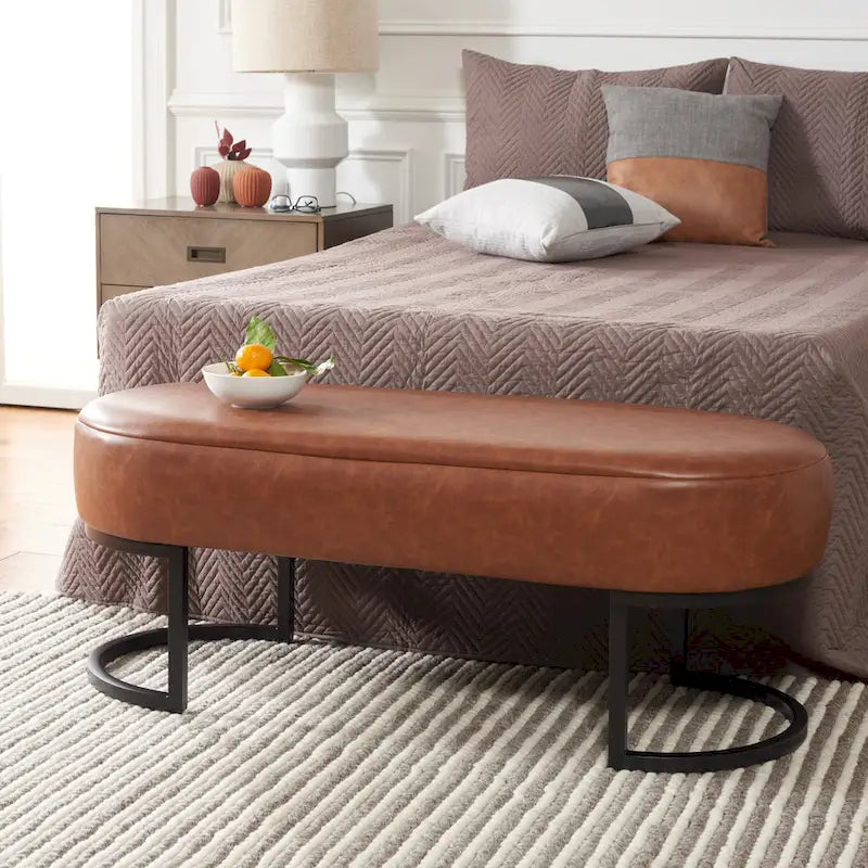 Banc ovale en cuir végétalien