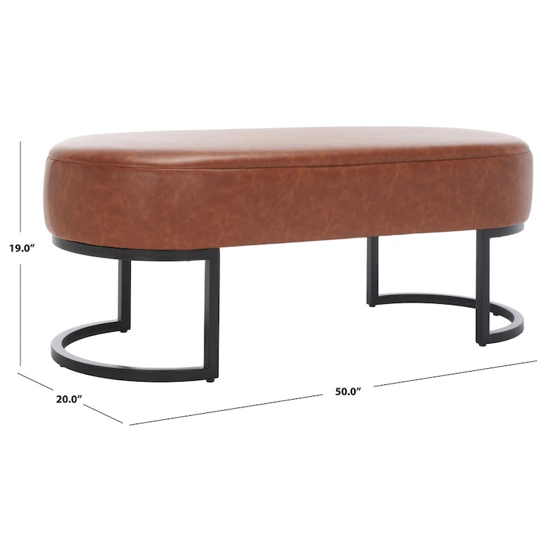 Banc ovale en cuir végétalien