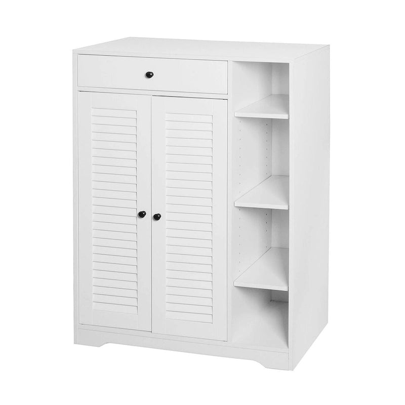 Meuble de rangement à chaussures autoportant avec 2 portes persiennes et étagère de rangement réglable