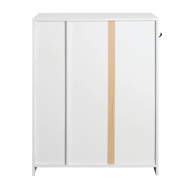 Meuble de rangement à chaussures autoportant avec 2 portes persiennes et étagère de rangement réglable