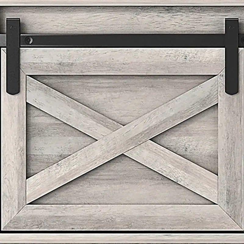 Banc de rangement en bois de style ferme vintage avec portes coulissantes