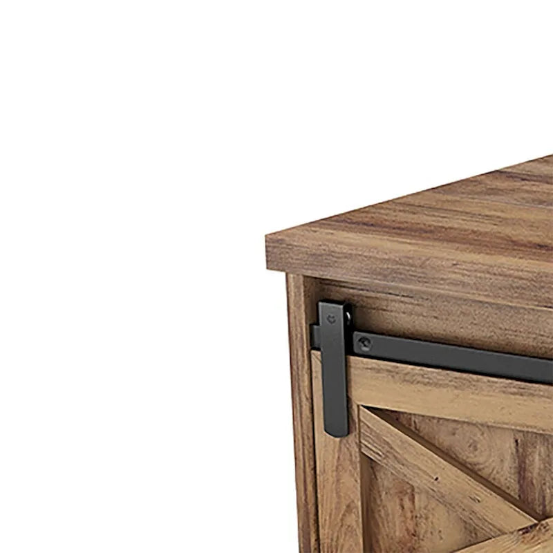 Banc de rangement en bois de style ferme vintage avec portes coulissantes