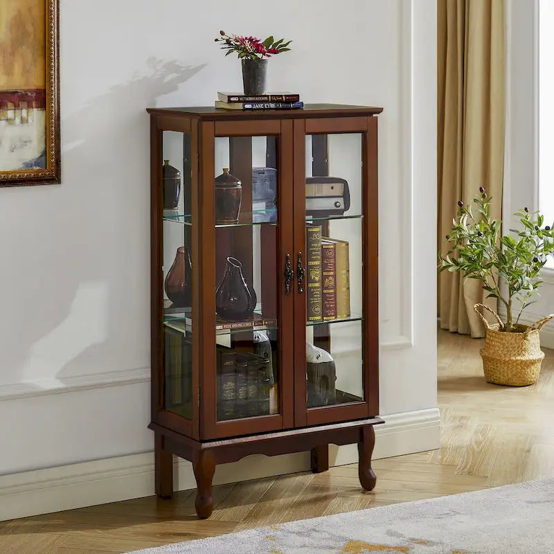 Vitrine à Curiosités Éclairée Vitrine de Collection avec Étagères Réglables