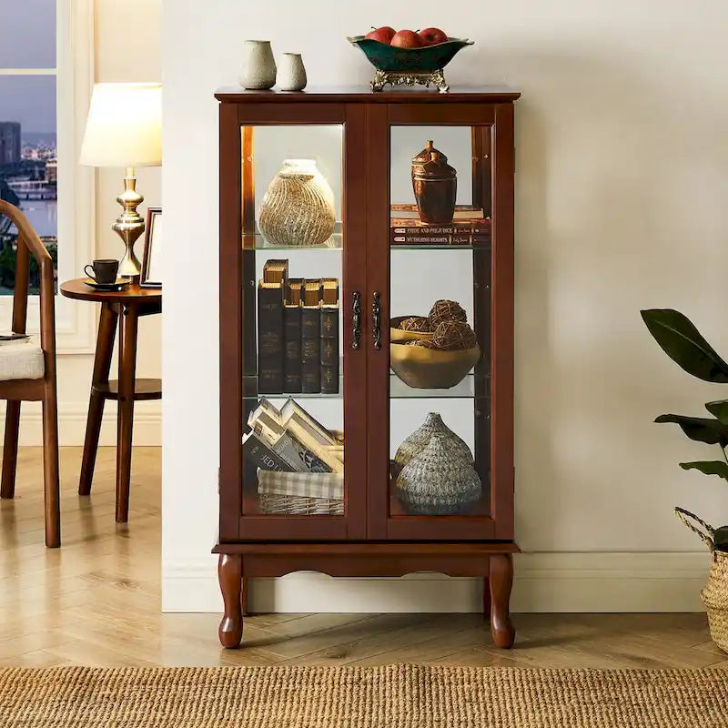 Vitrine à Curiosités Éclairée Vitrine de Collection avec Étagères Réglables