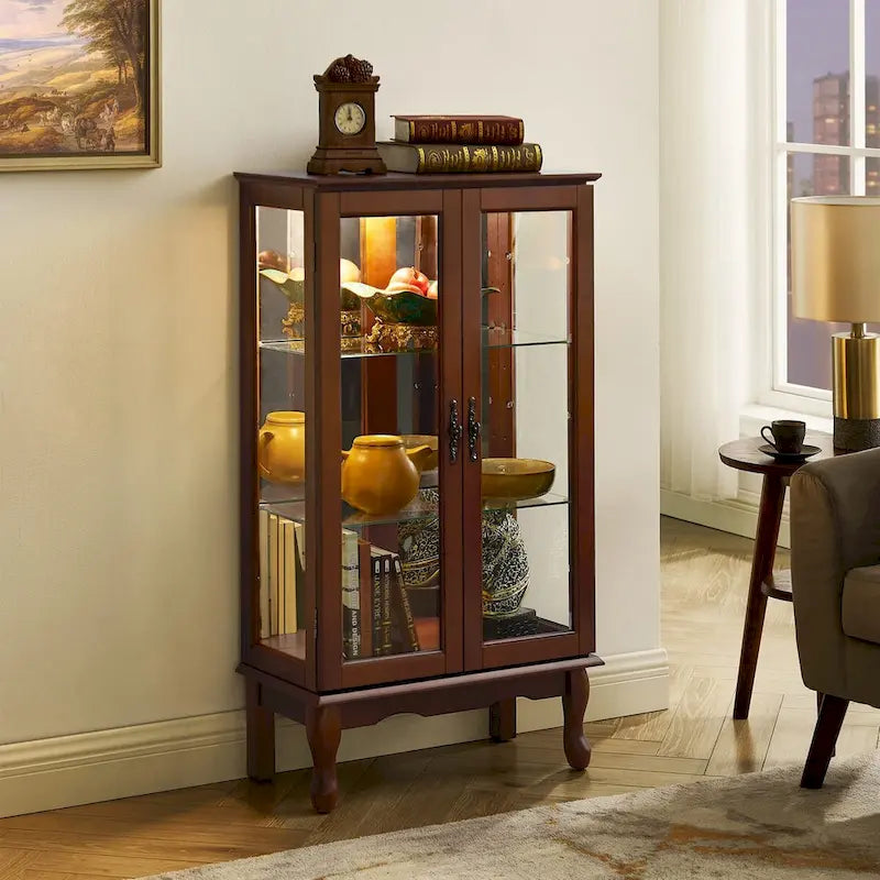 Vitrine à Curiosités Éclairée Vitrine de Collection avec Étagères Réglables