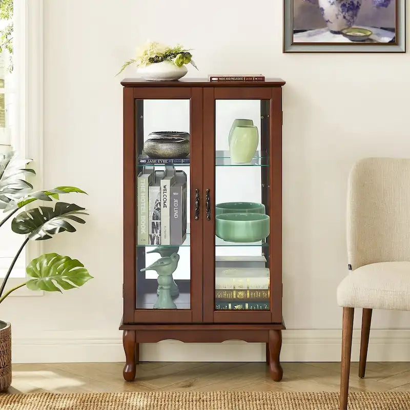 Vitrine à Curiosités Éclairée Vitrine de Collection avec Étagères Réglables