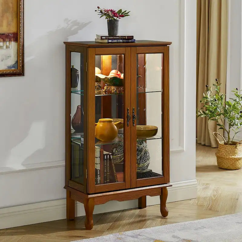 Vitrine à Curiosités Éclairée Vitrine de Collection avec Étagères Réglables