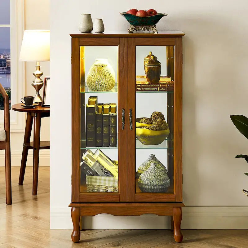 Vitrine à Curiosités Éclairée Vitrine de Collection avec Étagères Réglables