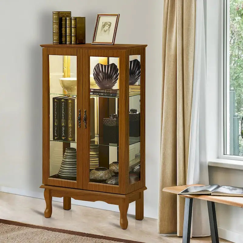 Vitrine à Curiosités Éclairée Vitrine de Collection avec Étagères Réglables