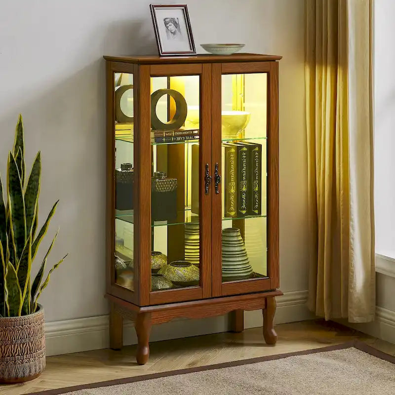 Vitrine à Curiosités Éclairée Vitrine de Collection avec Étagères Réglables
