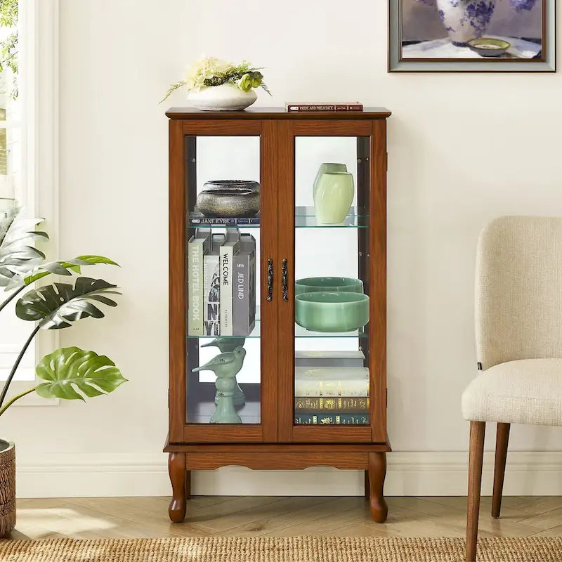 Vitrine à Curiosités Éclairée Vitrine de Collection avec Étagères Réglables