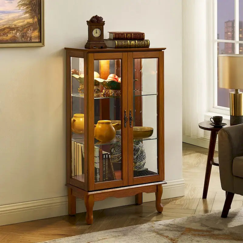 Vitrine à Curiosités Éclairée Vitrine de Collection avec Étagères Réglables