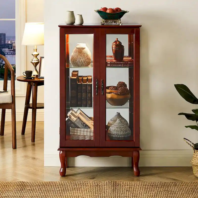 Vitrine à Curiosités Éclairée Vitrine de Collection avec Étagères Réglables