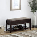Banc en bois rembourré avec rangement à chaussures