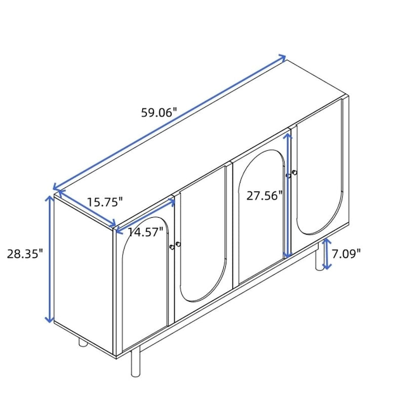 Bahut/buffet de rangement 4 portes Intaglio