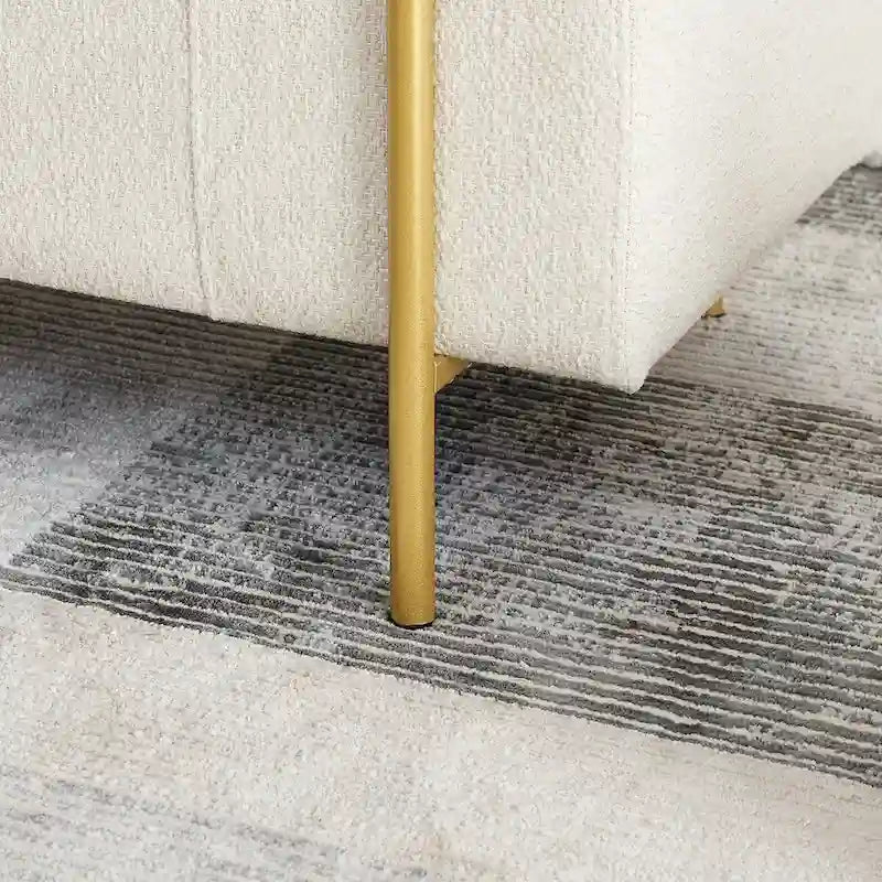 Banc de rangement capitonné en lin avec accoudoirs cylindriques