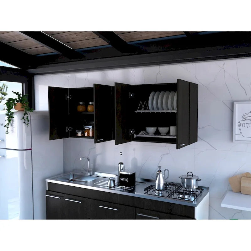 Armoire murale, deux portes, deux étagères extérieures, deux étagères intérieures