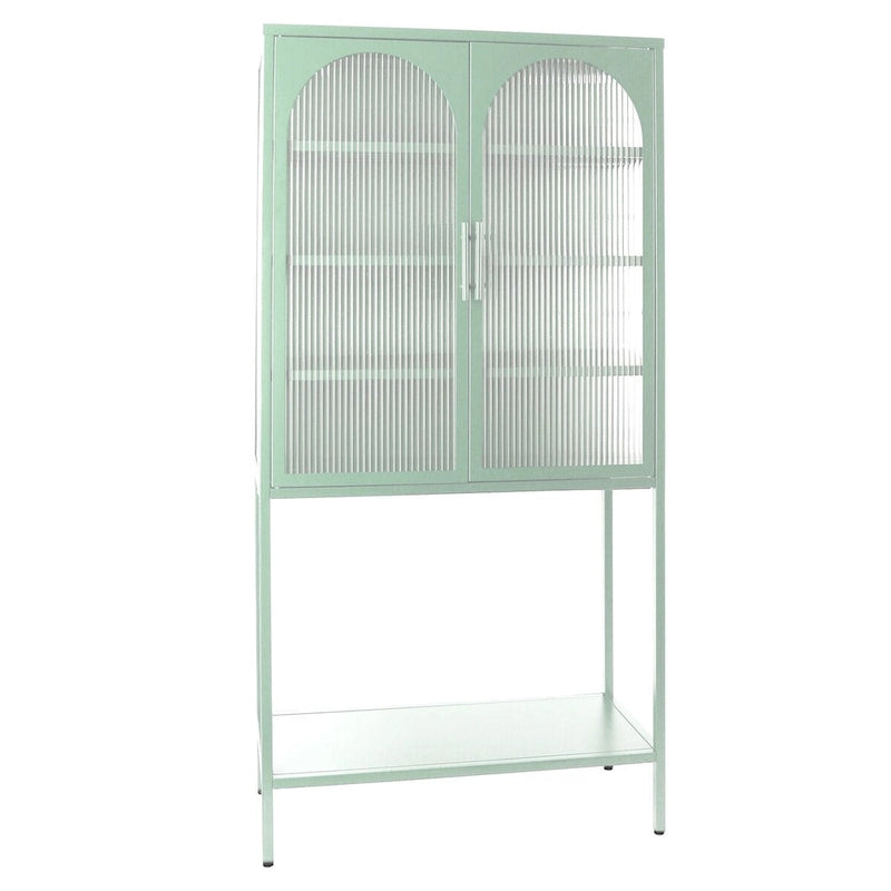 Meuble à étagères réglables avec 2 portes vitrées cintrées