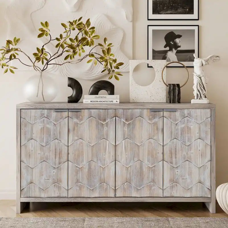 Armoire d'appoint style ferme, meuble en bois, buffet.