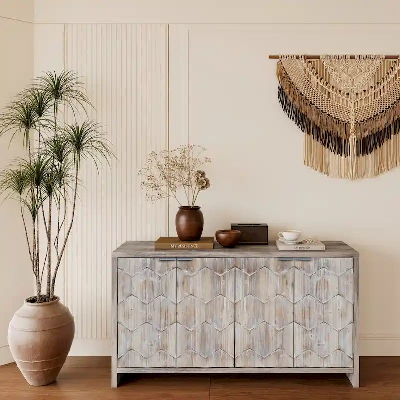 Armoire d'appoint style ferme, meuble en bois, buffet.