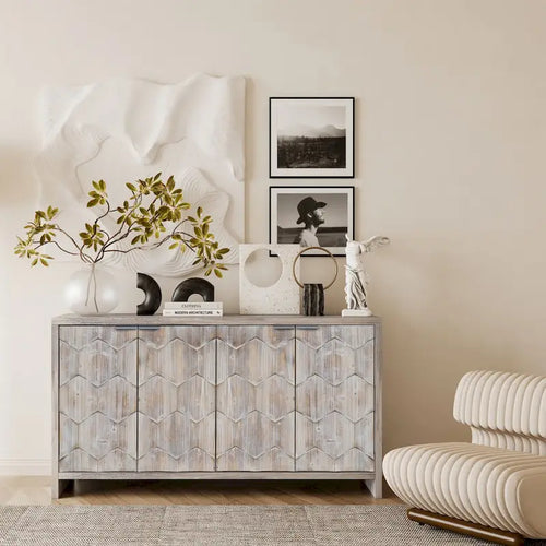 Armoire d'appoint style ferme, meuble en bois, buffet.