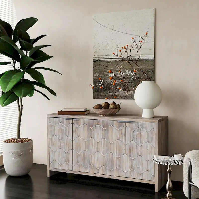 Armoire d'appoint style ferme, meuble en bois, buffet.