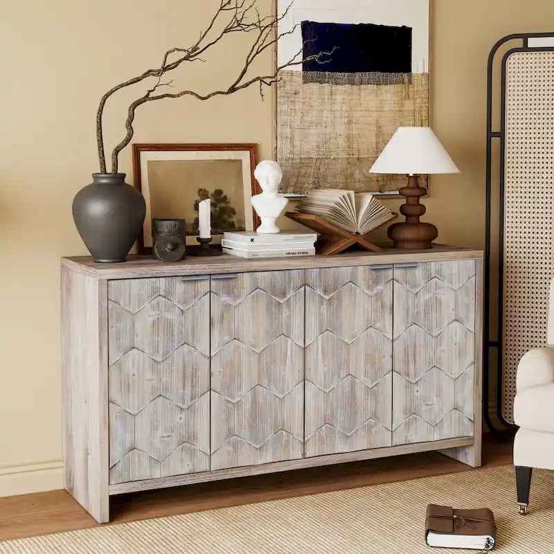 Armoire d'appoint style ferme, meuble en bois, buffet.