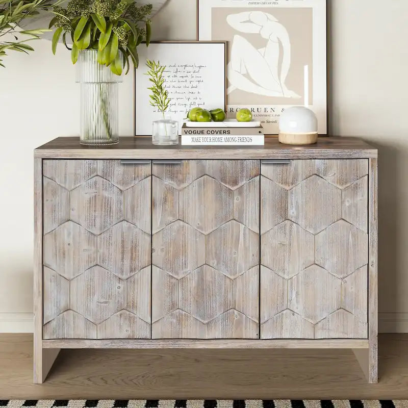 Armoire d'appoint style ferme, meuble en bois, buffet.