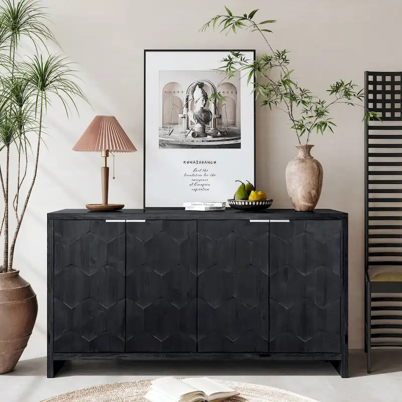 Armoire d'appoint style ferme, meuble en bois, buffet.