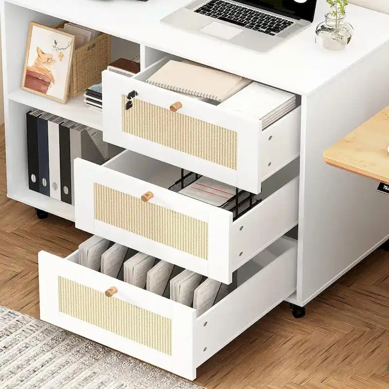 Classeur à Tiroirs avec Serrure, Armoire de Rangement, Classeur Latéral Mobile