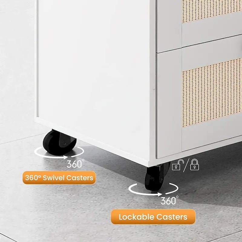 Classeur à Tiroirs avec Serrure, Armoire de Rangement, Classeur Latéral Mobile