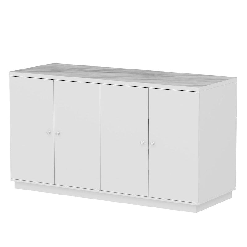Bahut blanc avec de nombreux compartiments de rangement