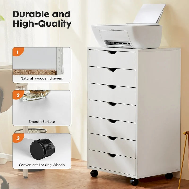Commode 7 tiroirs - Commodes de rangement avec roulettes Commode en bois